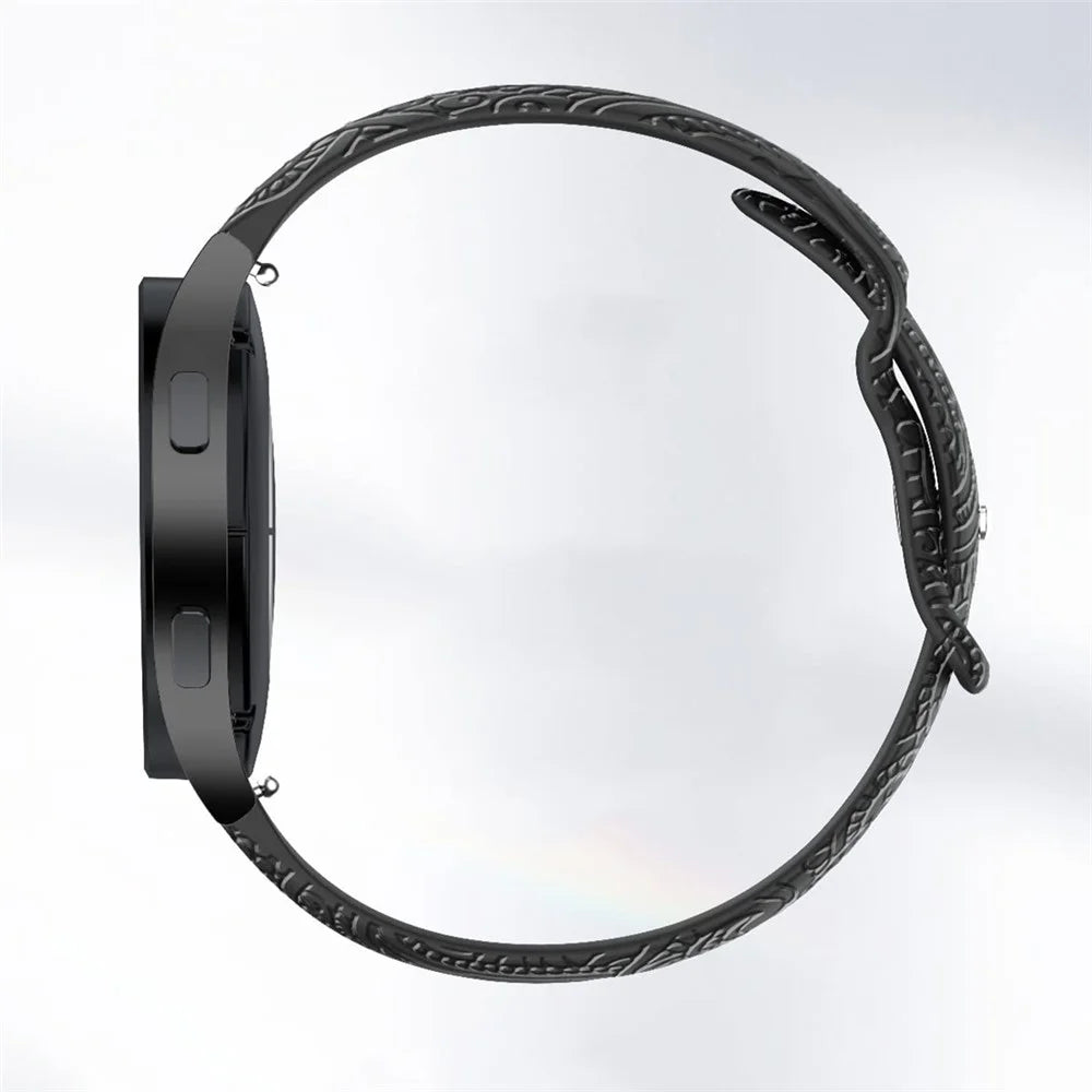 Carven Pattern Silicone Wrist Strap Universal Smart Bracelet Band 20mm - Black - 4