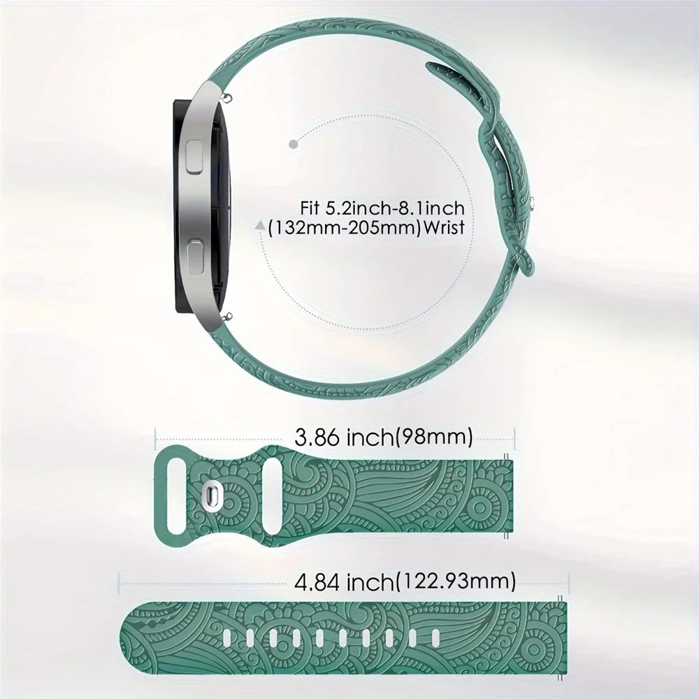 Carven Pattern Silicone Wrist Strap Universal Smart Bracelet Band 20mm - Black - 7