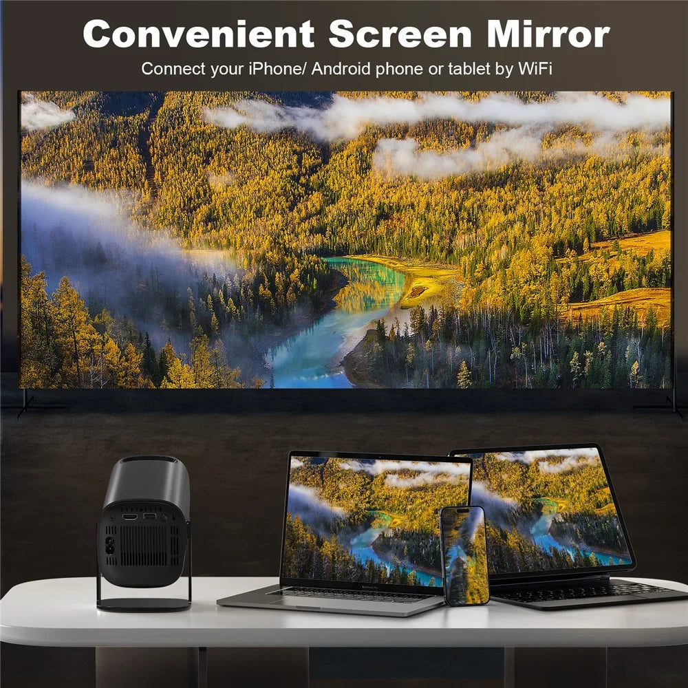P30 Mini Projector Android 11 WiFi 6 4K 1080P Bluetooth-Compatible 5.0 Home Cinema Projector - Black / US Plug - 4