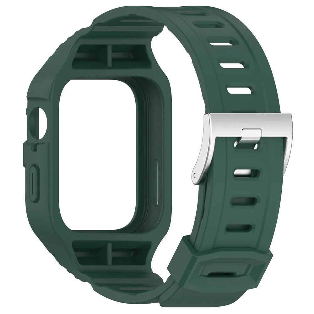 For Huawei Watch Fit 3 Silicone Band Wrist Strap with Watch Case - Midnight Green - 3