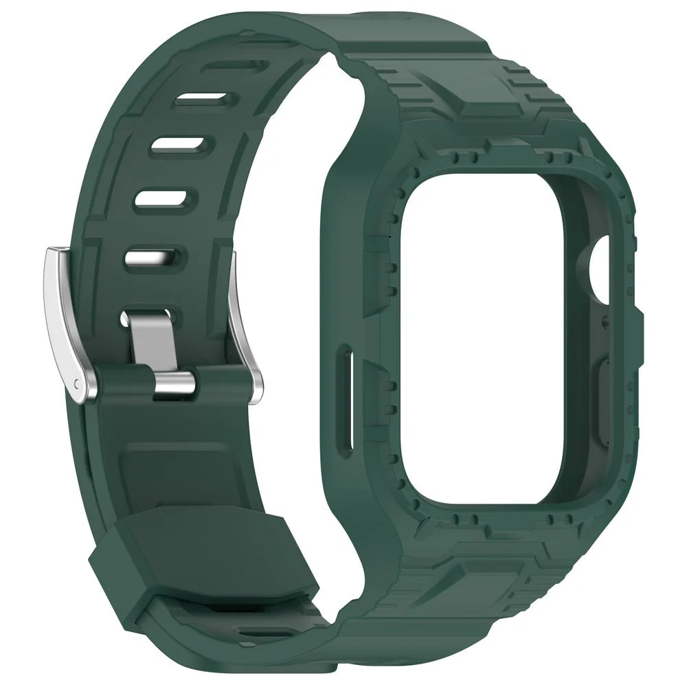 For Huawei Watch Fit 3 Silicone Band Wrist Strap with Watch Case - Midnight Green - 4