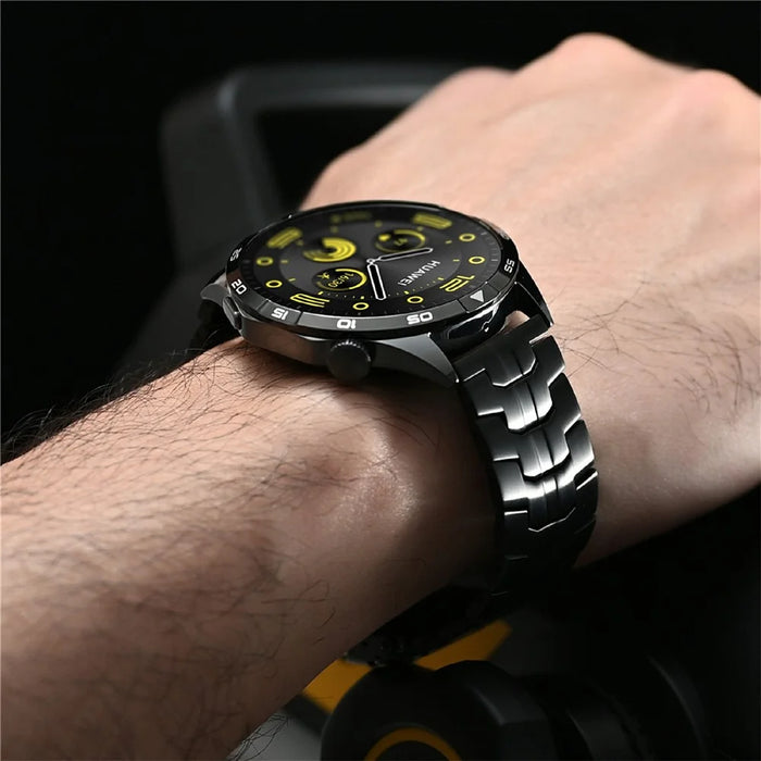 For Huawei Watch GT 4 46mm / Watch 4 / 4 Pro / GT / Samsung Galaxy Watch3 45mm Titanium Alloy Strap 22mm Safety Buckle Watch Band - Titanium+Orange - 5