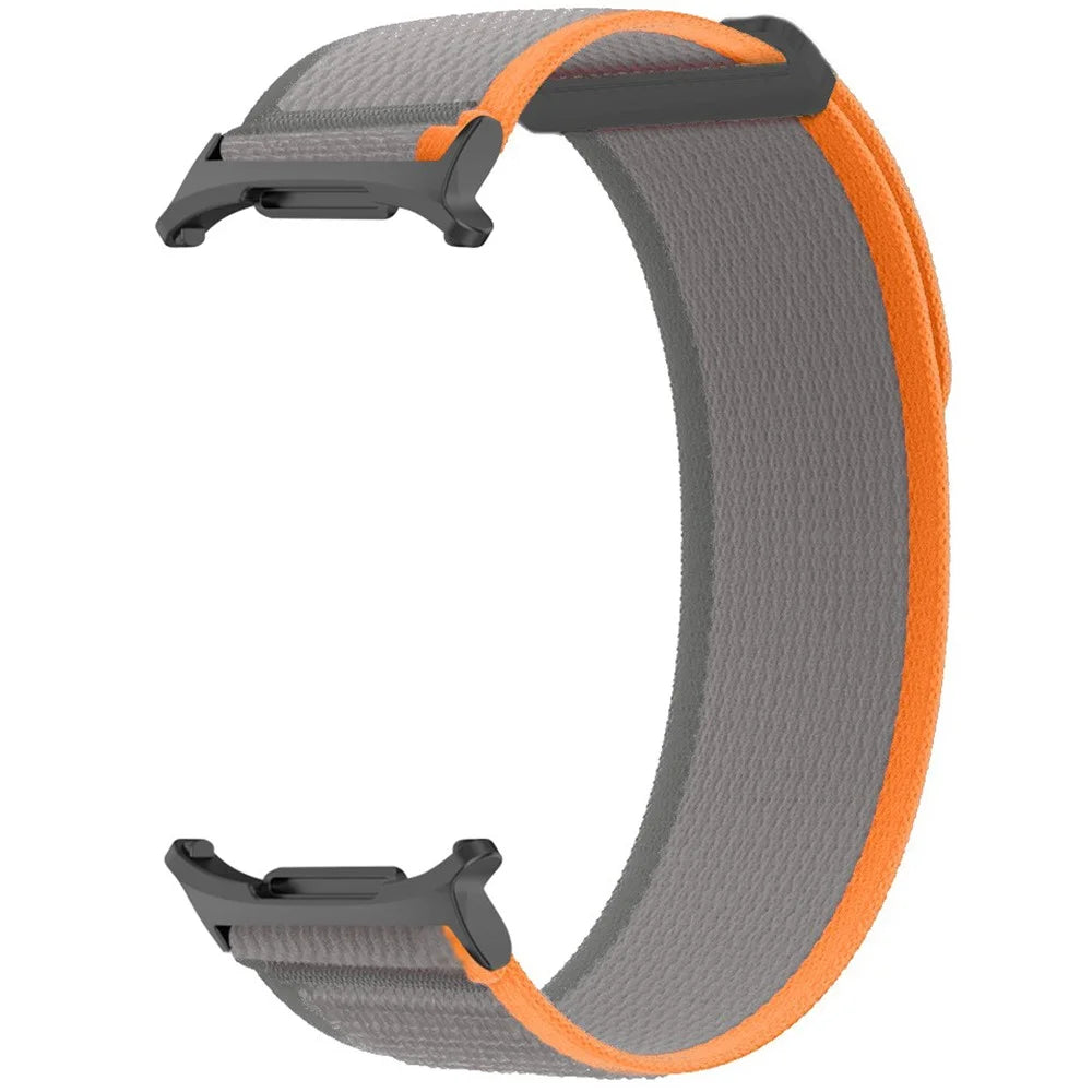 For Samsung Galaxy Watch Ultra2 47mm / Watch Ultra (2025) 47mm / Watch Ultra 47mm Nylon Watch Band Adjustable Loop Fastener Strap - Orange+Grey - 2