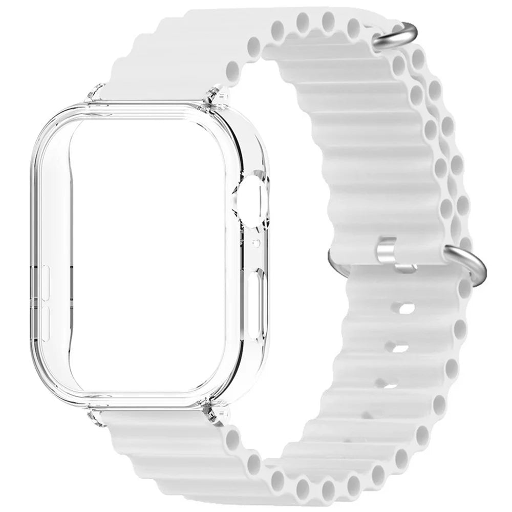 For Huawei Watch Fit 3 Silicone Strap Sports Watch Band with Transparent PC Case - White - 2