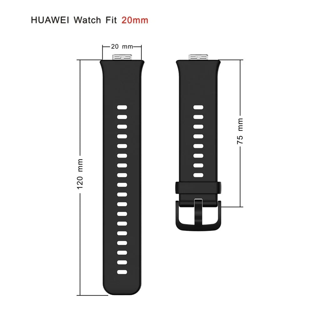 Soft Silicone Watch Strap for Huawei Watch Fit - Black - 3