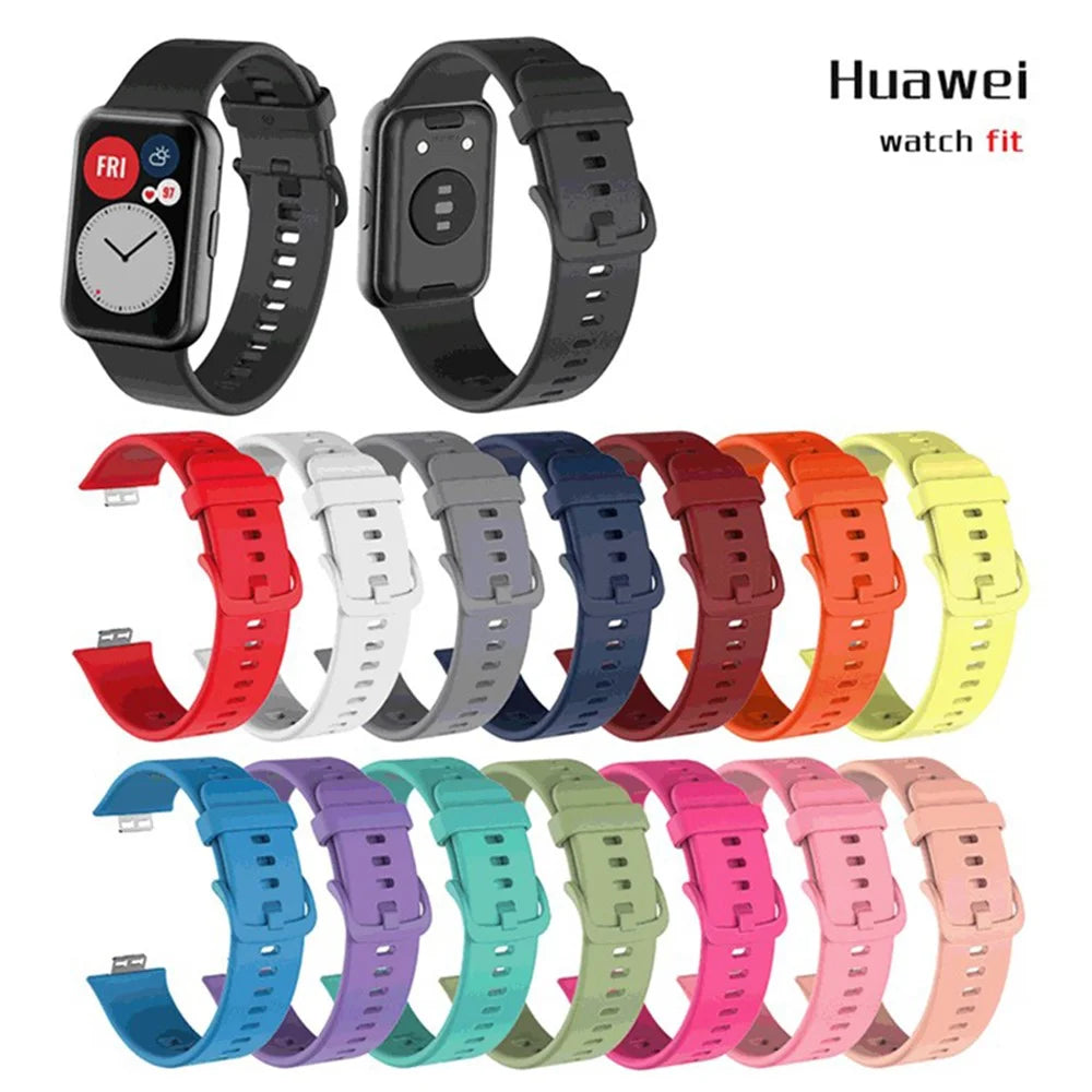 Soft Silicone Watch Strap for Huawei Watch Fit - Black - 4
