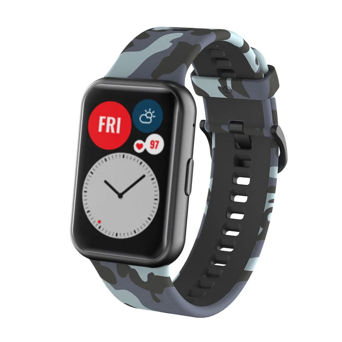 Stylish Camouflage Pattern Flexible Silicone Watch Strap for Huawei Watch Fit - Grey - 2