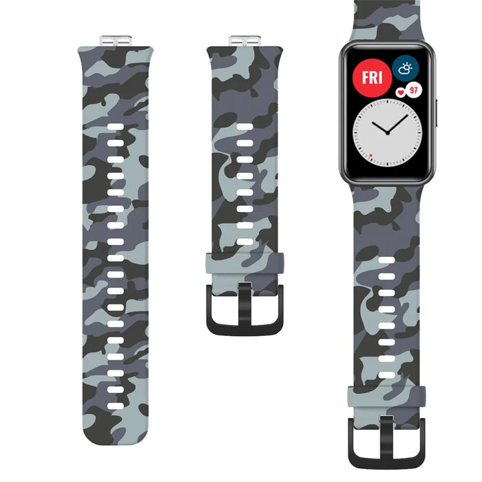 Stylish Camouflage Pattern Flexible Silicone Watch Strap for Huawei Watch Fit - Grey - 3