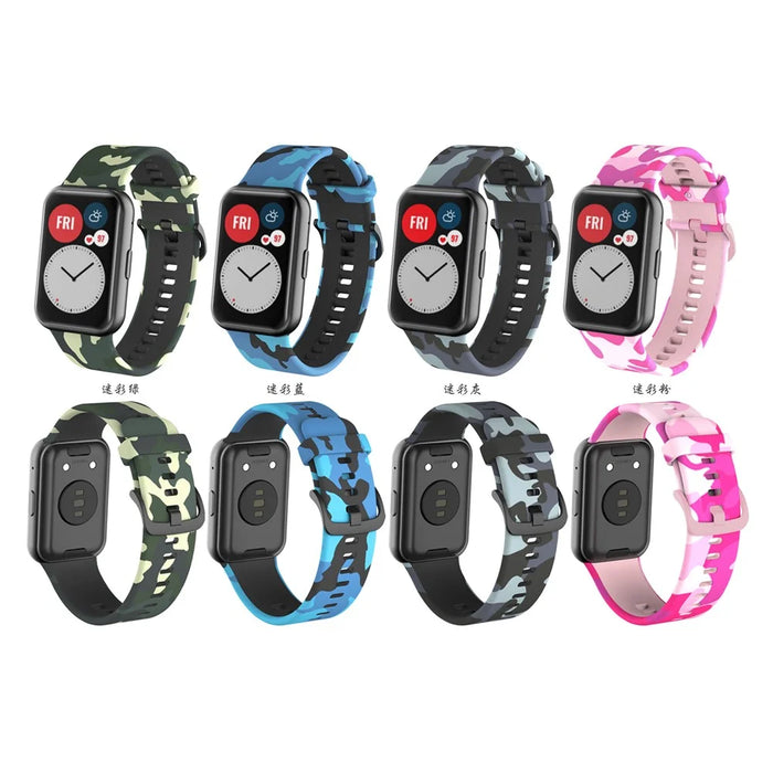 Stylish Camouflage Pattern Flexible Silicone Watch Strap for Huawei Watch Fit - Grey - 4