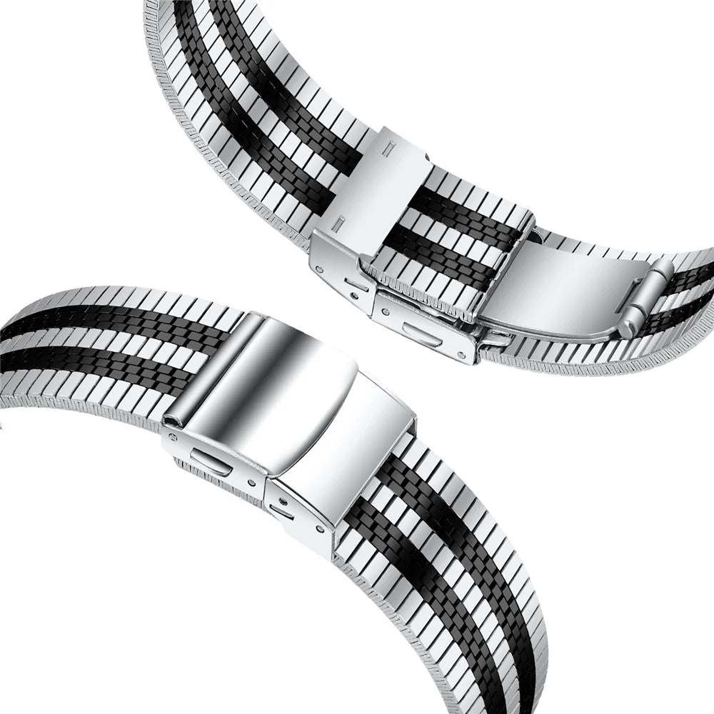For Huawei Watch GT 42mm / 46mm Stainless Steel Band Replacement Watch Strap - Silver / Black - 2