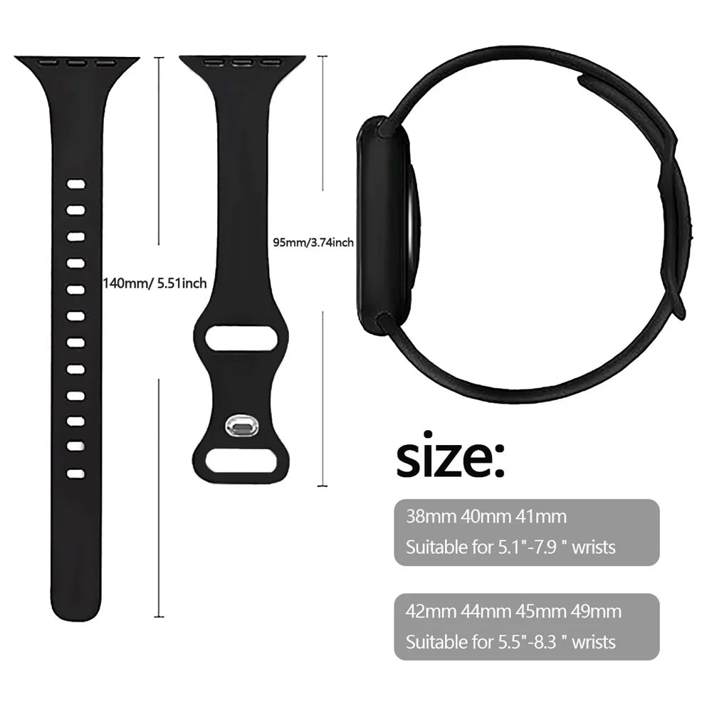 For Apple Watch Ultra 3 2 1 49mm / Series 11 10 46mm / 9 8 7 45mm / SE3 SE2 SE 6 5 4 44mm / 3 2 1 42mm Silicone Watch Band - Black - 6