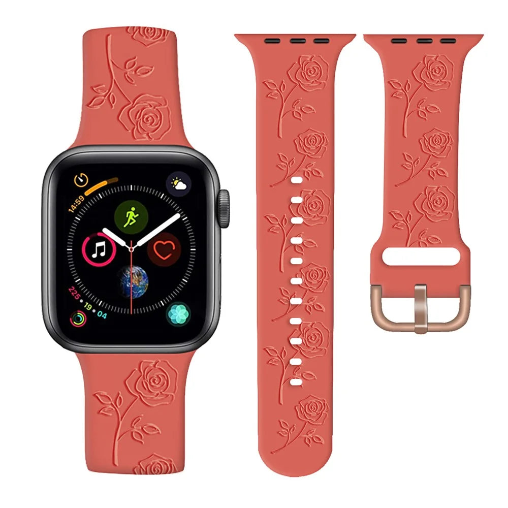 For Apple Watch Series 11 10 42mm / 9 8 7 41mm / SE3 SE2 SE 6 5 4 40mm / 3 2 1 38mm Strap Rose Silicone Watch Band - Red - 2