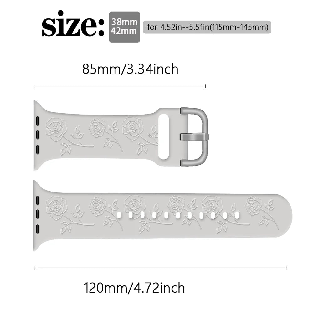 For Apple Watch Series 11 10 42mm / 9 8 7 41mm / SE3 SE2 SE 6 5 4 40mm / 3 2 1 38mm Strap Rose Silicone Watch Band - Red - 5
