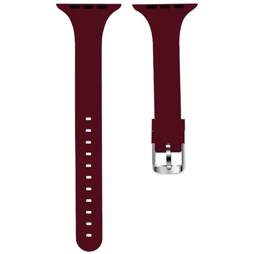 For Apple Watch Ultra 3 2 1 49mm / Series 11 10 46mm / 9 8 7 45mm / SE3 SE2 SE 6 5 4 44mm / 3 2 1 42mm Strap Silicone Sport Watch Band - Wine Red - 1