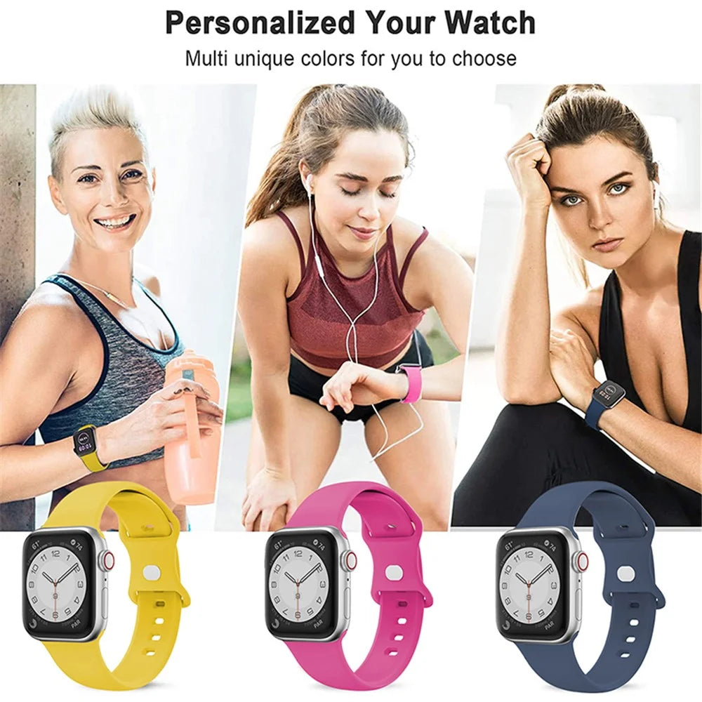 For Apple Watch Series 11 10 42mm / 9 8 7 41mm / SE3 SE2 SE 6 5 4 40mm / 3 2 1 38mm Watch Strap 8-Shaped Buckle Silicone Band  - Light Yellow - 5