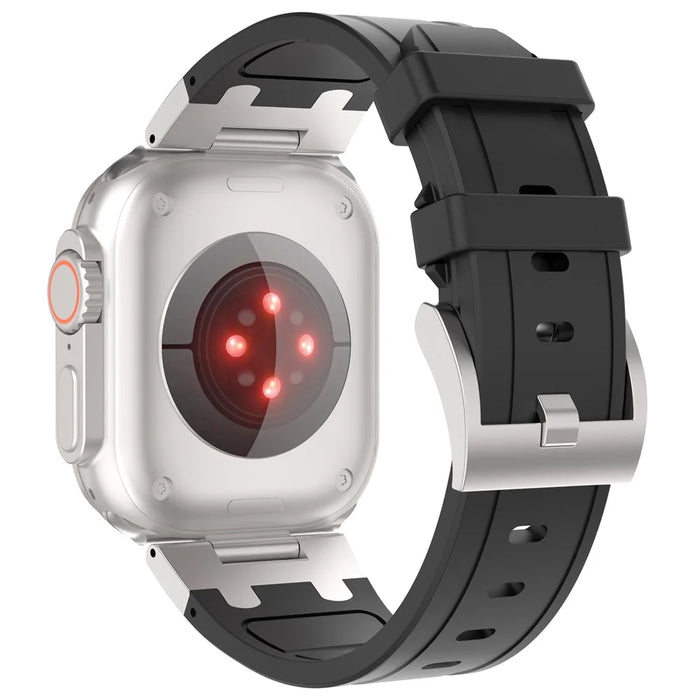 For Apple Watch Series 11 10 42mm / 9 8 7 41mm / SE3 SE2 SE 6 5 4 40mm / 3 2 1 38mm Rhinestone Silicone Rubber Strap - Black - 3
