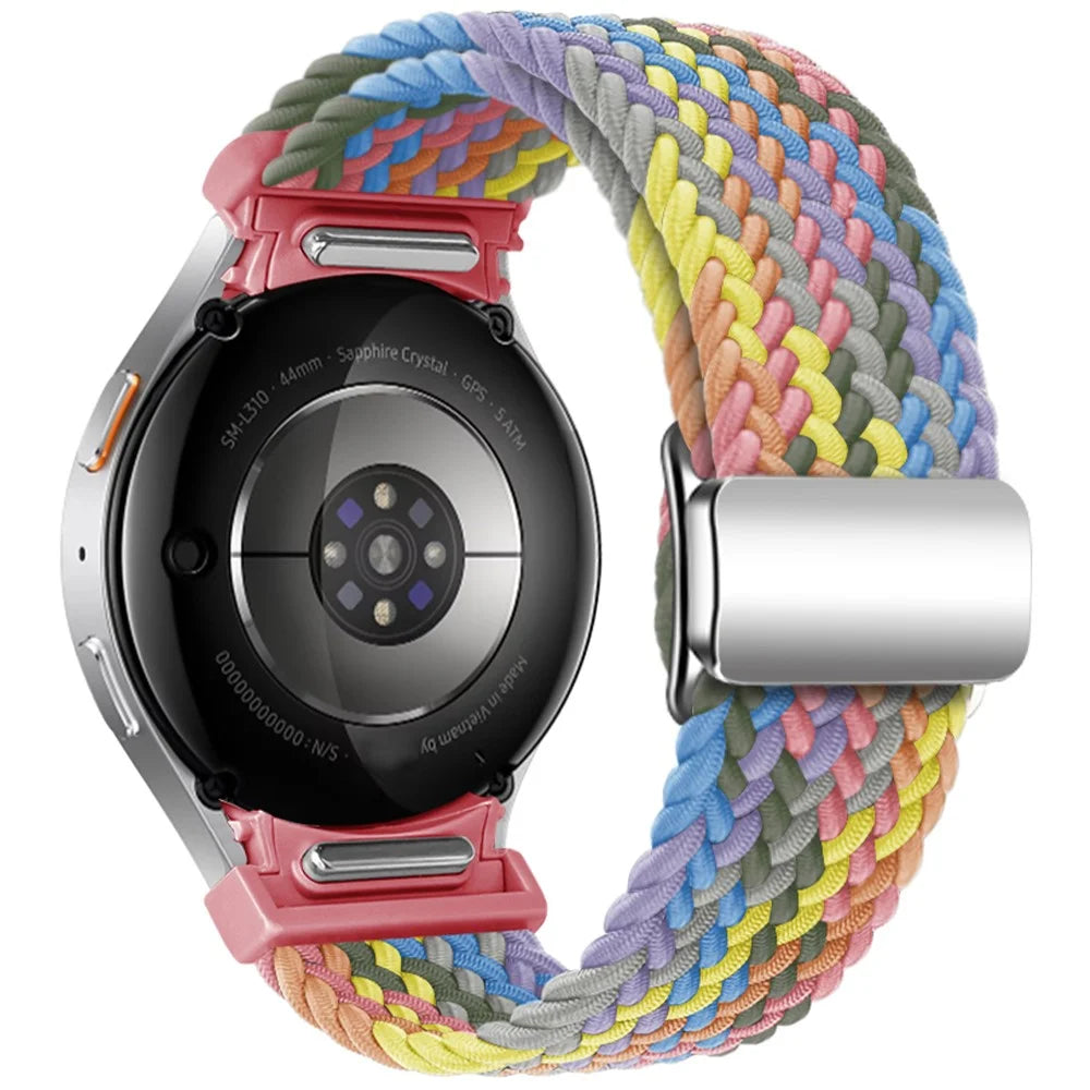 For Samsung Galaxy Watch FE 40mm / Watch7 / 6 / 6 Classic / 5 / 5 Active / 5 Pro / 4 / 4 Classic / 4 Active Watch Strap Magnetic Braided Band - Gradient Purple - 1