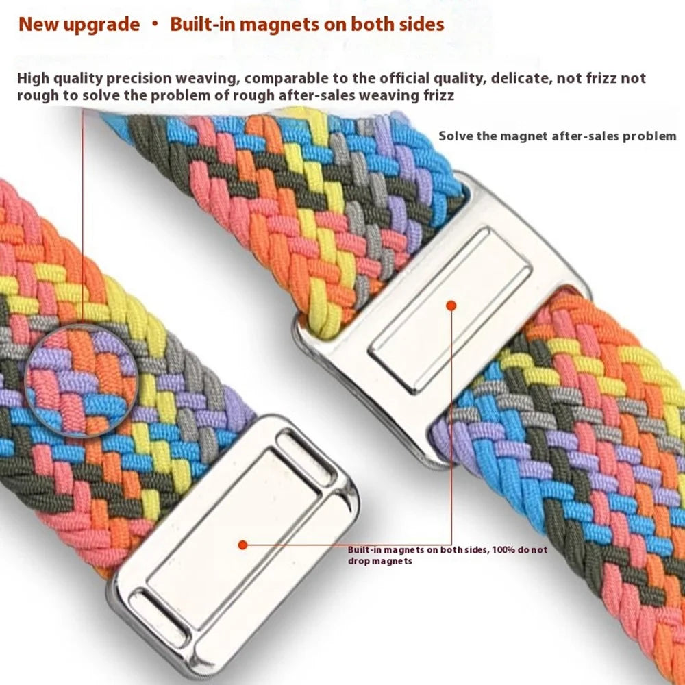 For Samsung Galaxy Watch FE 40mm / Watch7 / 6 / 6 Classic / 5 / 5 Active / 5 Pro / 4 / 4 Classic / 4 Active Watch Strap Magnetic Braided Band - Gradient Purple - 4