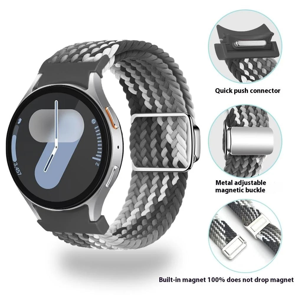For Samsung Galaxy Watch FE 40mm / Watch7 / 6 / 6 Classic / 5 / 5 Active / 5 Pro / 4 / 4 Classic / 4 Active Watch Strap Magnetic Braided Band - Gradient Purple - 5