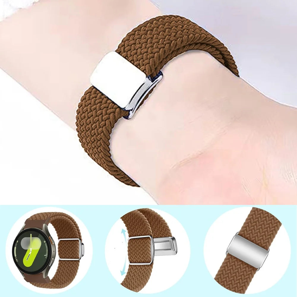 For Samsung Galaxy Watch FE 40mm / Watch7 / 6 / 6 Classic / 5 / 5 Active / 5 Pro / 4 / 4 Classic / 4 Active Watch Strap Magnetic Braided Band - Gradient Purple - 6