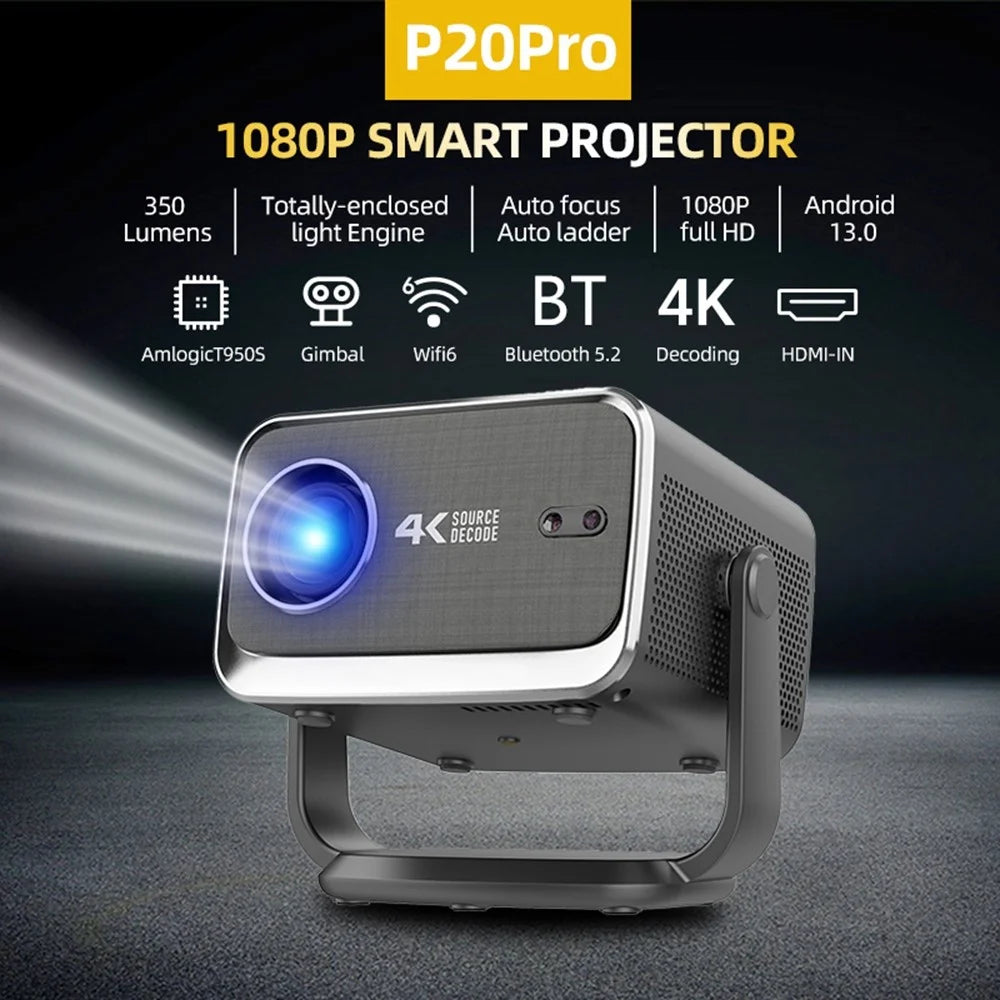 P20 Pro HD 1080P Android 13 WiFi6 Bluetooth-compatible Projector with Bracket Auto Focus 4K Home Theater, 2+16G - US Plug - 3