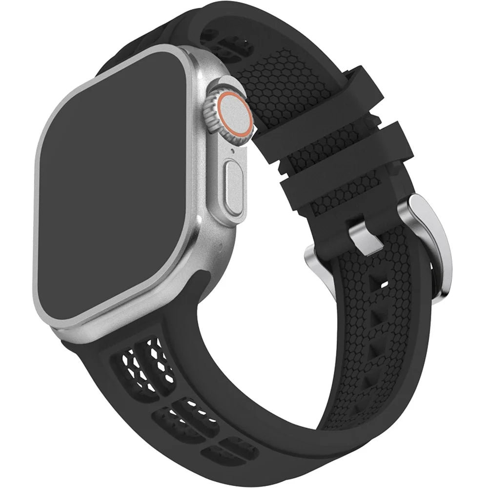 Watch Strap for Apple Watch Series 11 10 42mm / 9 8 7 41mm / SE3 SE2 SE 6 5 4 40mm / 3 2 1 38mm Silicone Band - Black - 2
