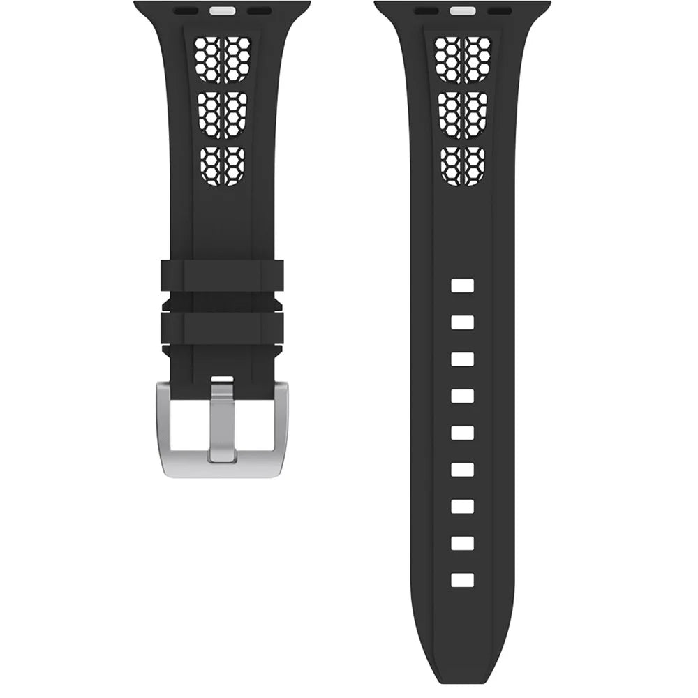 Watch Strap for Apple Watch Series 11 10 42mm / 9 8 7 41mm / SE3 SE2 SE 6 5 4 40mm / 3 2 1 38mm Silicone Band - Black - 3