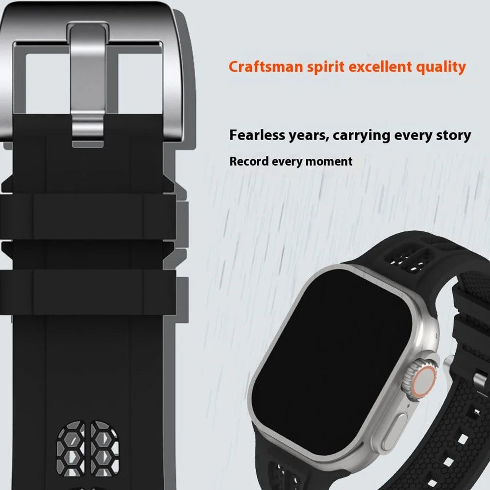 Watch Strap for Apple Watch Series 11 10 42mm / 9 8 7 41mm / SE3 SE2 SE 6 5 4 40mm / 3 2 1 38mm Silicone Band - Black - 5