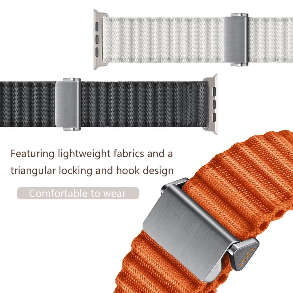 For Apple Watch Ultra 3 2 1 49mm / Series 11 10 46mm / 9 8 7 45mm / SE3 SE2 SE 6 5 4 44mm / 3 2 1 42mm Wavy Texture Nylon Strap - Army Green - 2