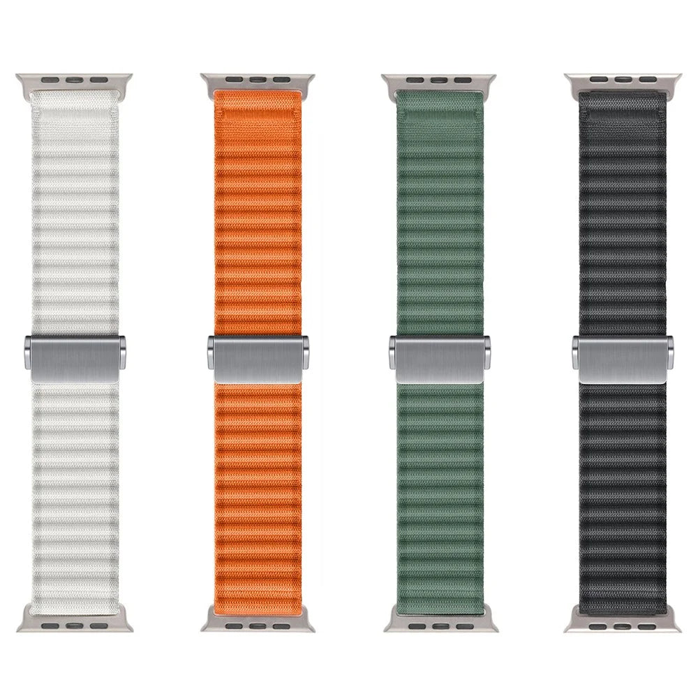 For Apple Watch Ultra 3 2 1 49mm / Series 11 10 46mm / 9 8 7 45mm / SE3 SE2 SE 6 5 4 44mm / 3 2 1 42mm Wavy Texture Nylon Strap - Army Green - 3