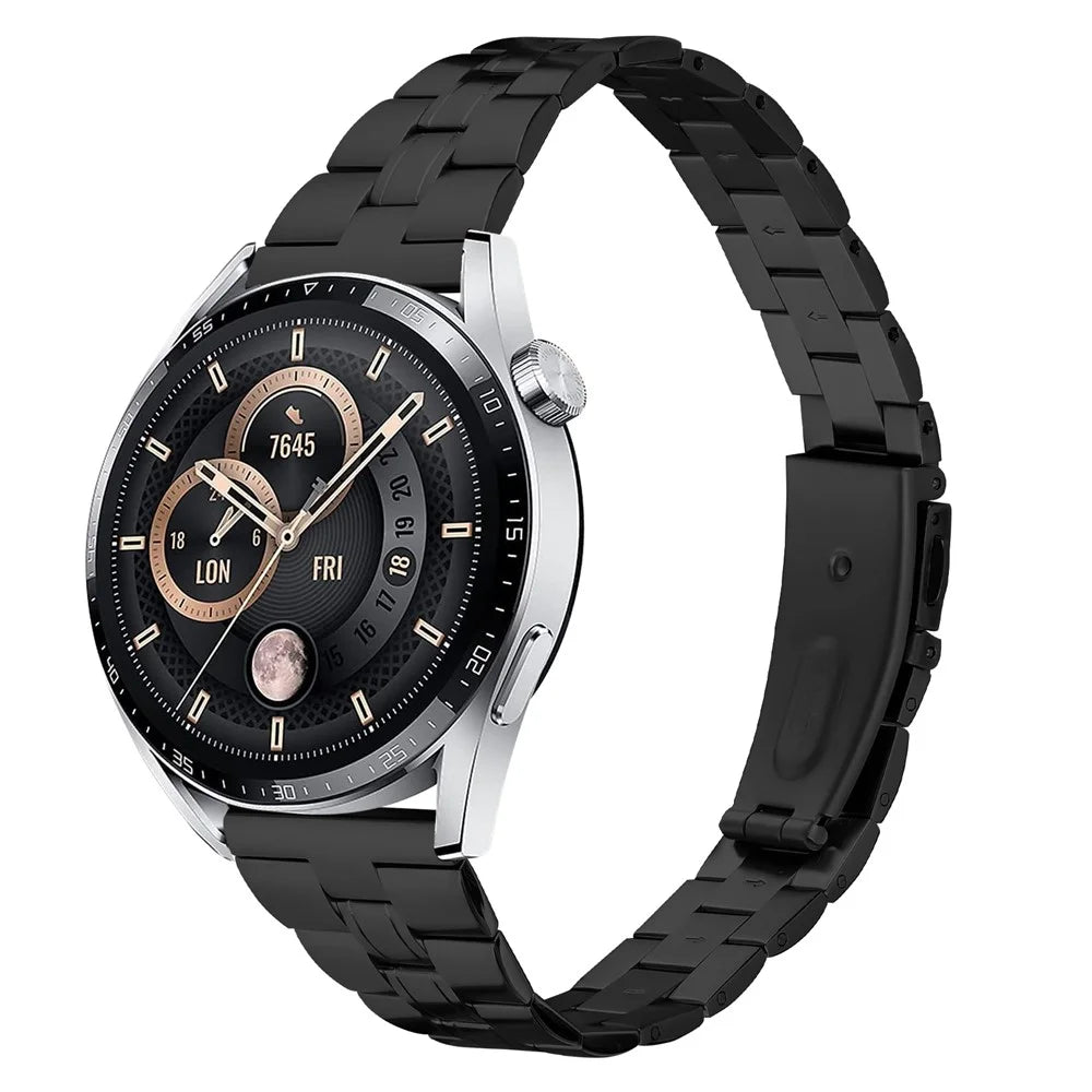 For TicWatch Pro 2020 Three-Bead Stainless Steel Band Replacement Watch Strap - Black - 3