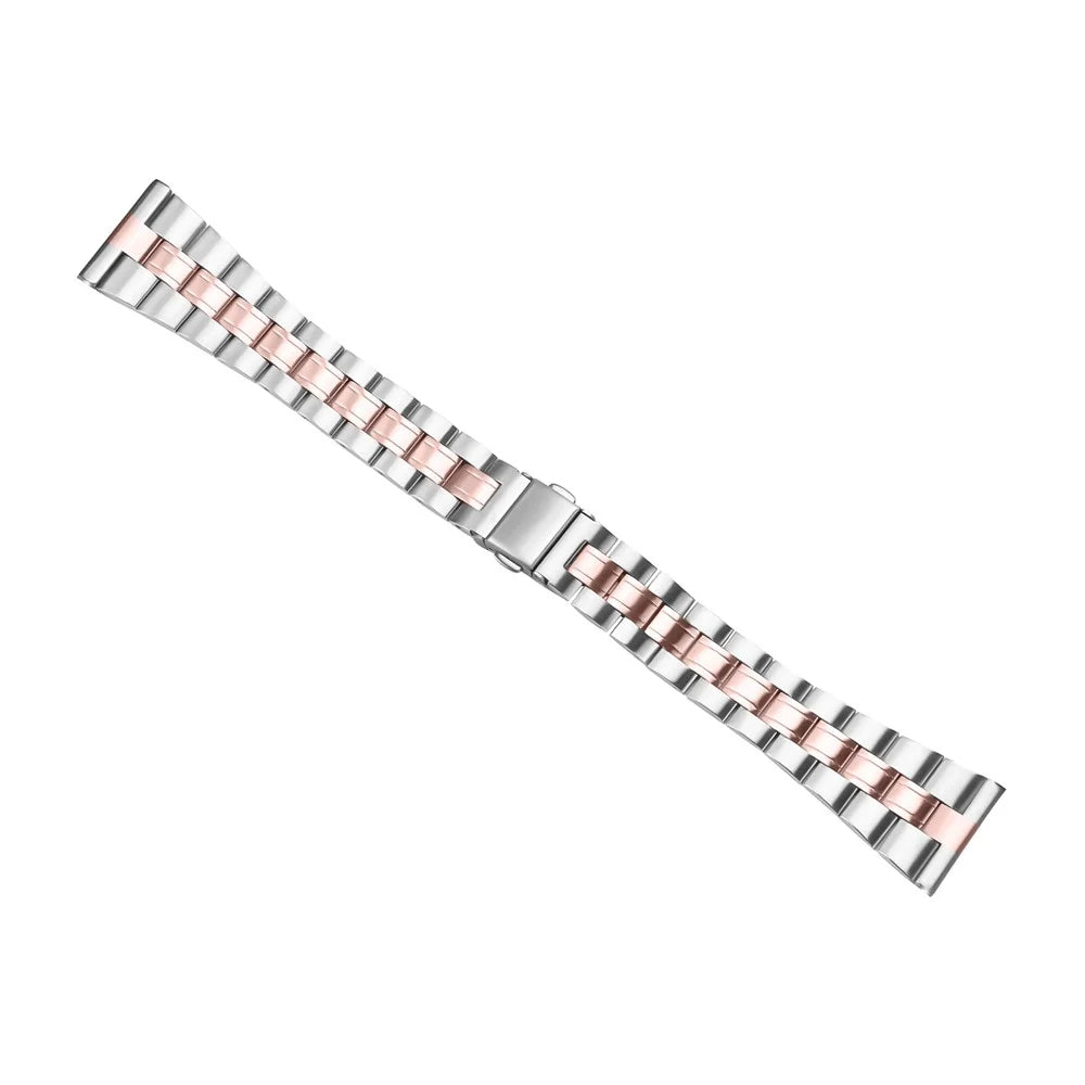 For Honor MagicWatch 2 46mm Stainless Steel Strap Three-Beads Watch Band - Silver+Pink Gold - 2