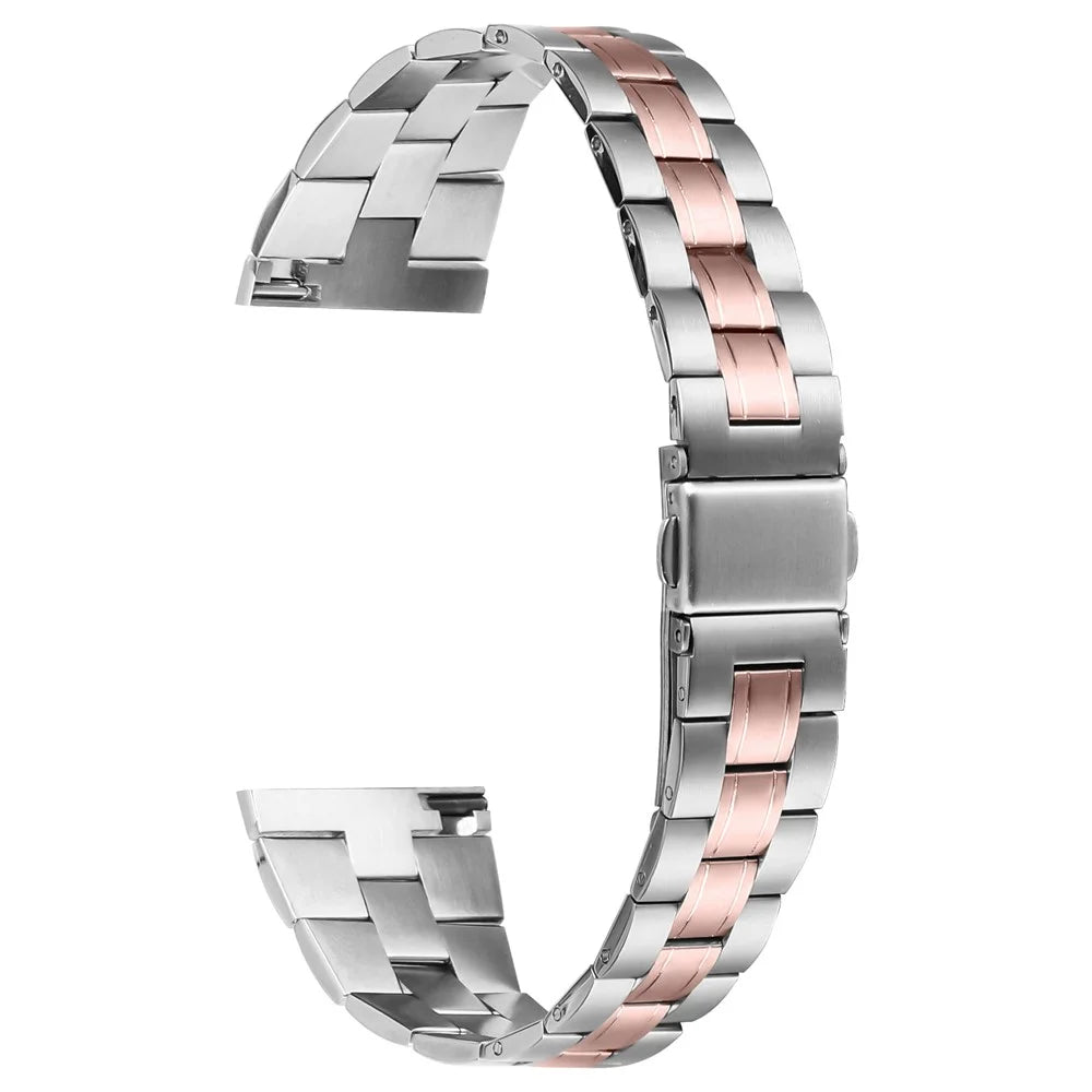 For Samsung Gear S3 Frontier / S3 Classic Watch Band Stainless Steel Ultra Thin Strap - Silver+Pink Gold - 1