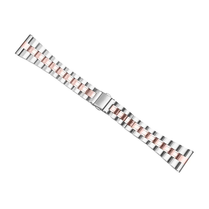 For Samsung Galaxy Watch3 45mm Band Three-Beads Stainless Steel Watch Strap Replacement - Silver+Pink Gold - 2