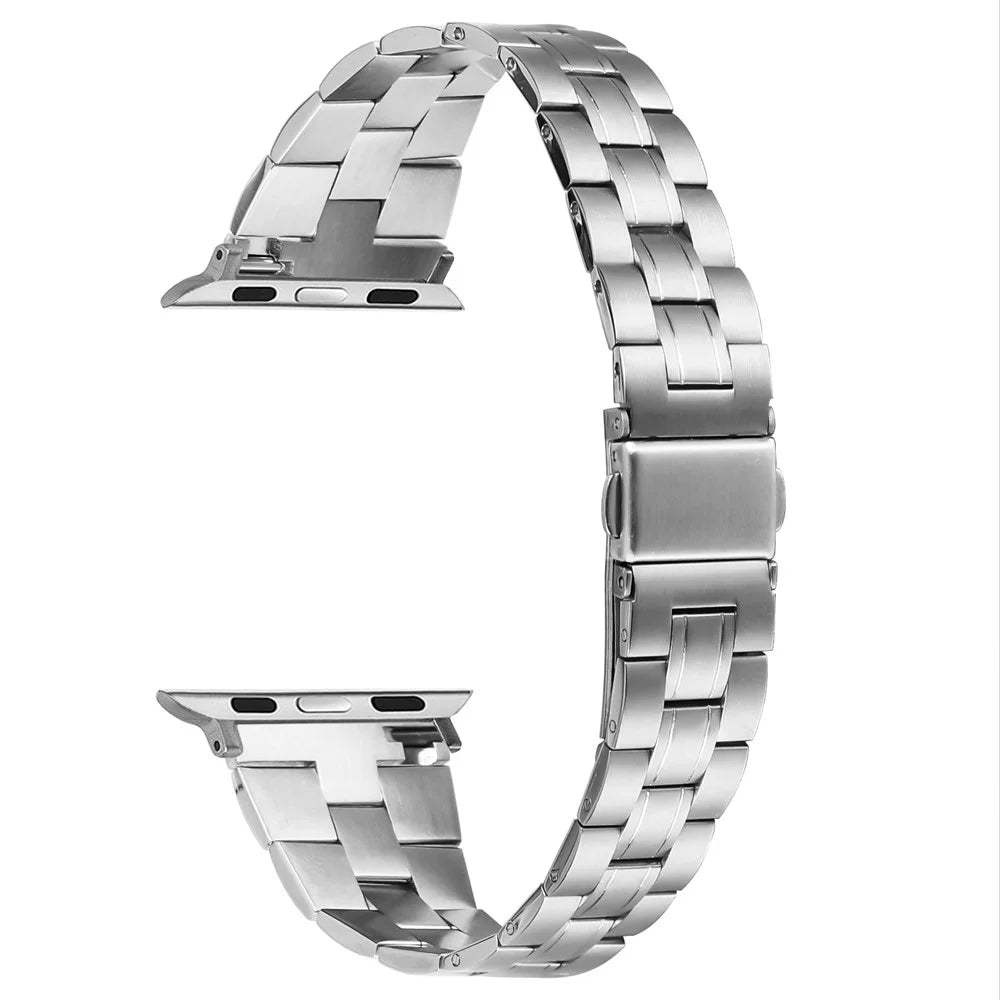 For Apple Watch Series 11 10 42mm / 9 8 7 41mm / SE3 SE2 SE 6 5 4 40mm / 3 2 1 38mm Watch Band Stainless Steel Strap - Silver - 1