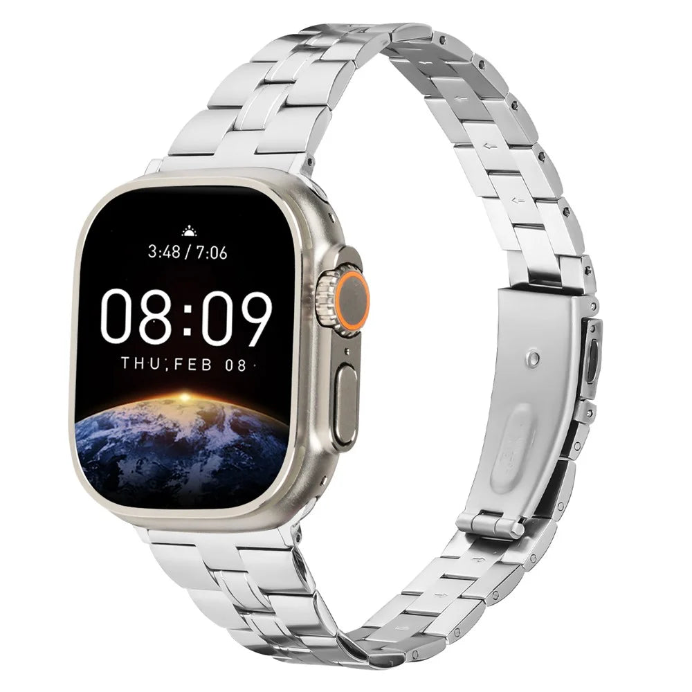 For Apple Watch Series 11 10 42mm / 9 8 7 41mm / SE3 SE2 SE 6 5 4 40mm / 3 2 1 38mm Watch Band Stainless Steel Strap - Silver - 3