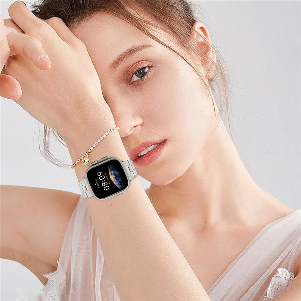 For Apple Watch Series 11 10 42mm / 9 8 7 41mm / SE3 SE2 SE 6 5 4 40mm / 3 2 1 38mm Watch Band Stainless Steel Strap - Silver - 5