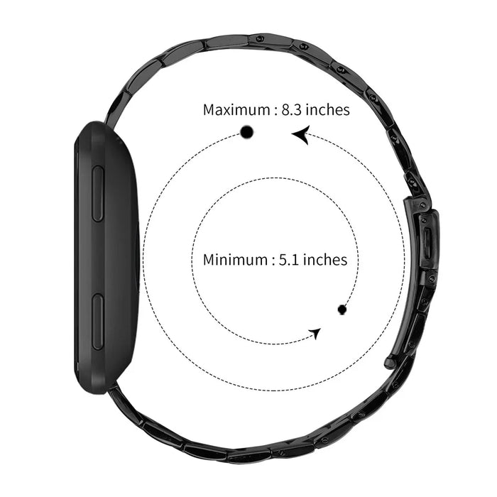 For Fitbit Versa Lite / Versa 2 / Versa Strap Stainless Steel Watch Band Replacement - Black - 6