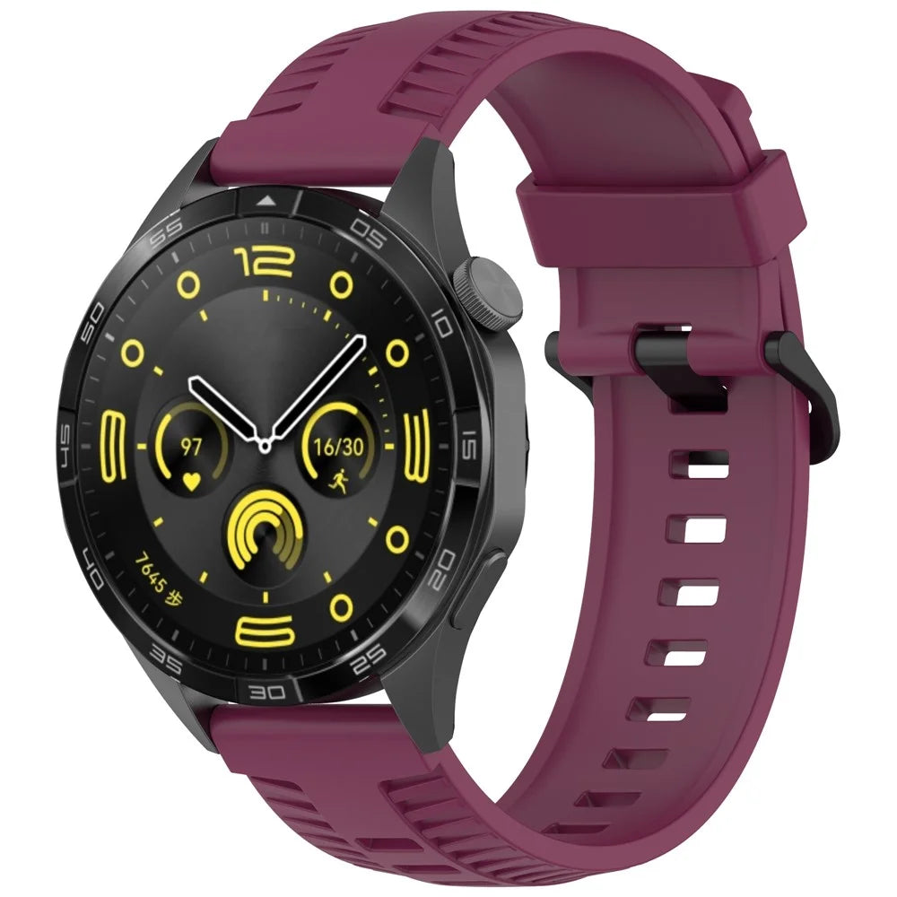 For Huawei Watch 4 / 4 Pro / GT 4 46mm Silicone Watch Strap 22mm Tire Texture Wrist Band - Wine Red - 2