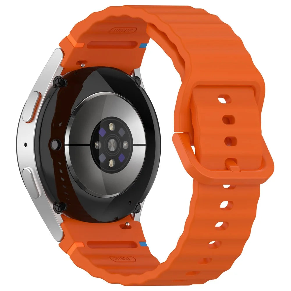 For Samsung Galaxy Watch FE / Watch7 40mm 44mm Silicone Wave Texture Watch Band Replacement Straps - Orange - 1