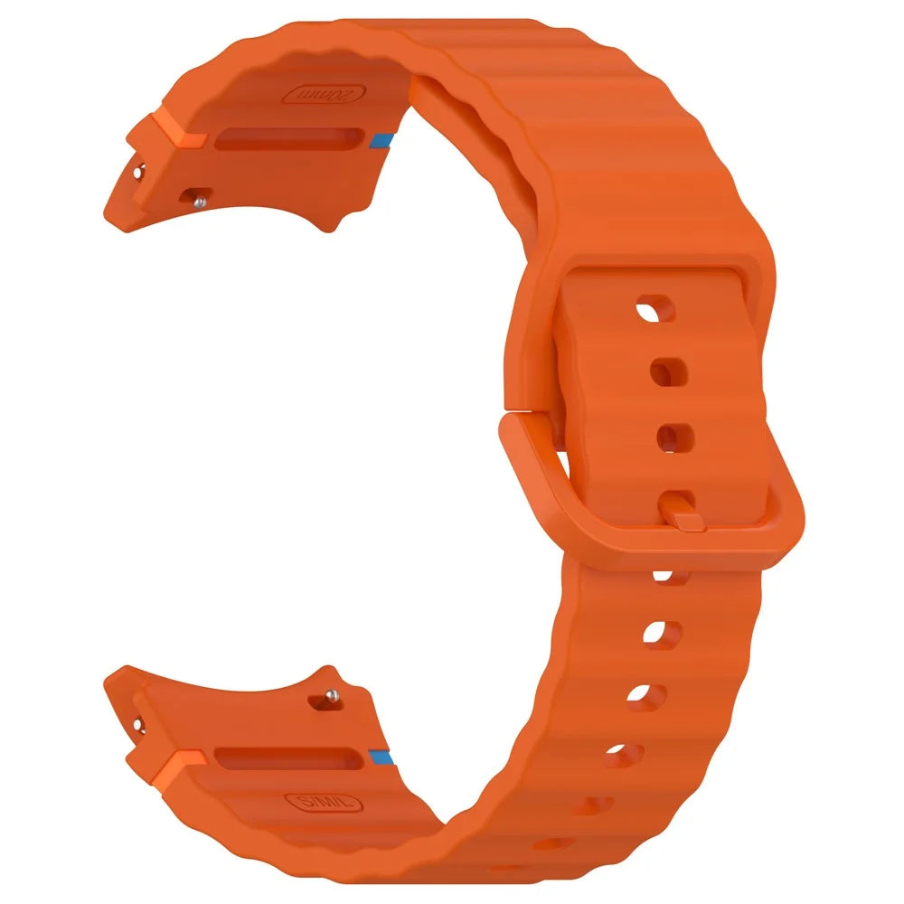 For Samsung Galaxy Watch FE / Watch7 40mm 44mm Silicone Wave Texture Watch Band Replacement Straps - Orange - 2