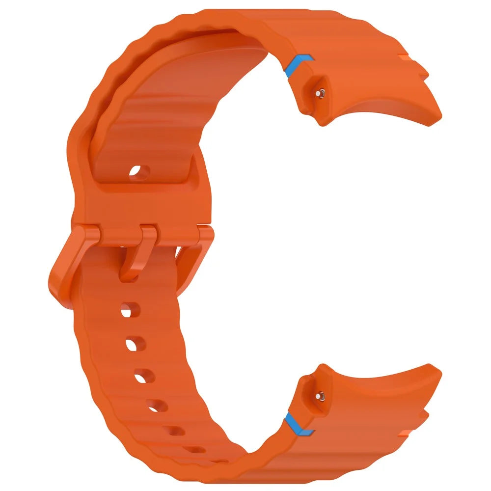For Samsung Galaxy Watch FE / Watch7 40mm 44mm Silicone Wave Texture Watch Band Replacement Straps - Orange - 3