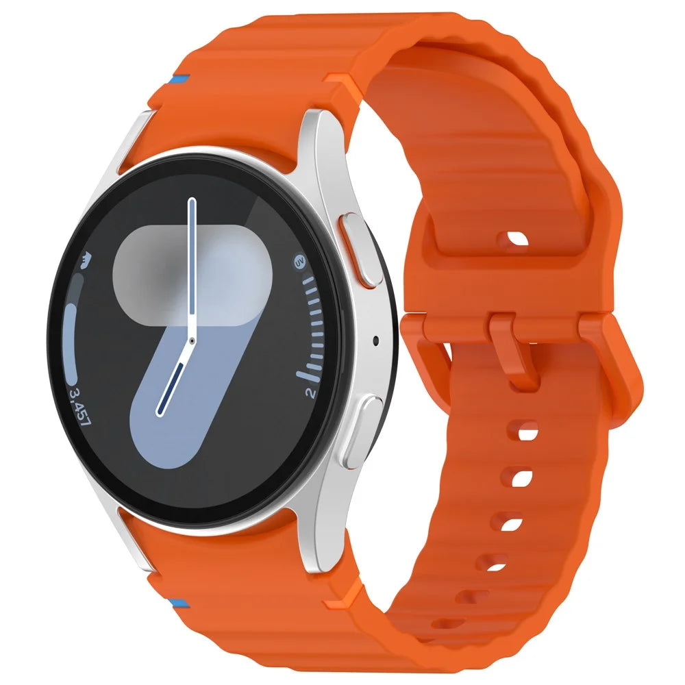 For Samsung Galaxy Watch FE / Watch7 40mm 44mm Silicone Wave Texture Watch Band Replacement Straps - Orange - 4