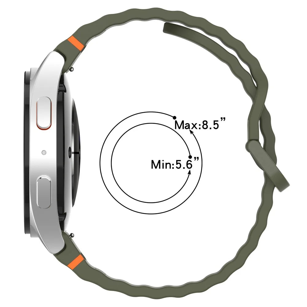 For Samsung Galaxy Watch FE / Watch7 40mm 44mm Silicone Wave Texture Watch Band Replacement Straps - Orange - 6