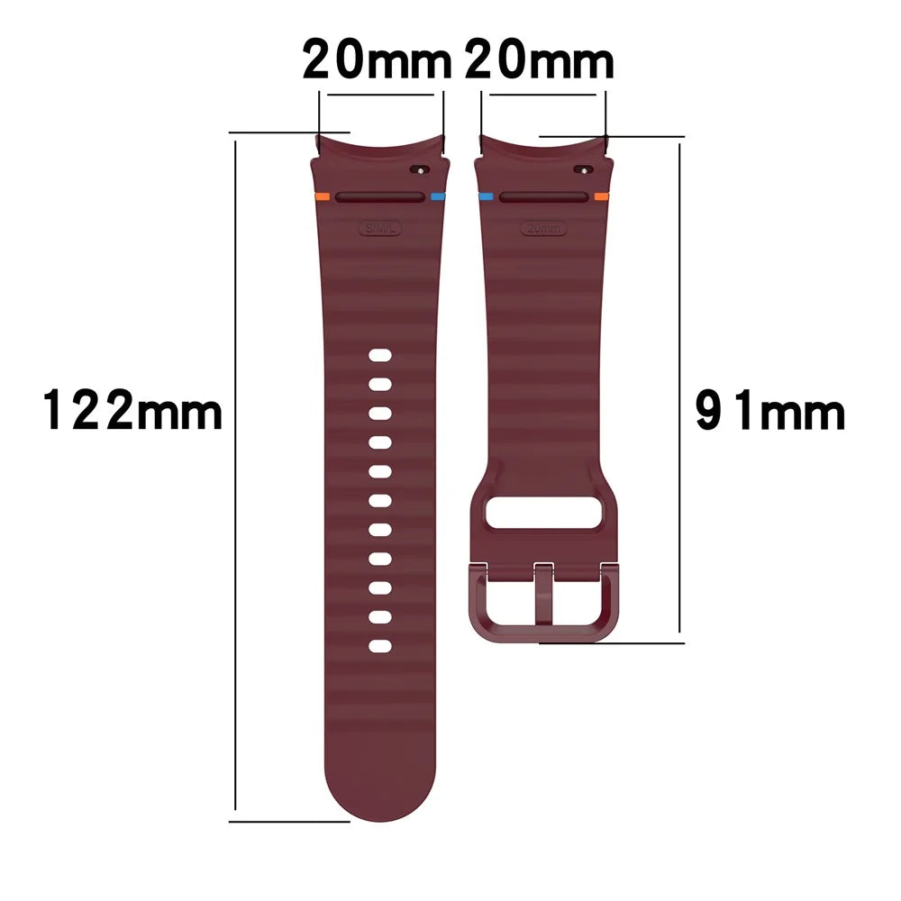 For Samsung Galaxy Watch FE / Watch7 40mm 44mm Silicone Wave Texture Watch Band Replacement Straps - Orange - 7