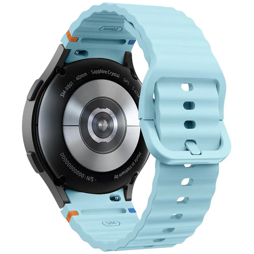 KALEBOL For Samsung Galaxy Watch7 44mm 40mm / Watch FE 40mm Silicone Watch Band Wave Shape Wrist Strap - Baby Blue - 1