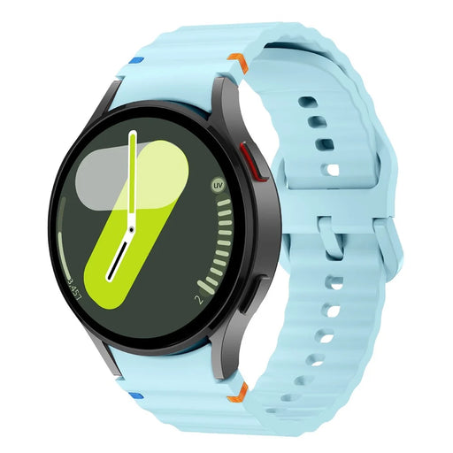 KALEBOL For Samsung Galaxy Watch7 44mm 40mm / Watch FE 40mm Silicone Watch Band Wave Shape Wrist Strap - Baby Blue - 2