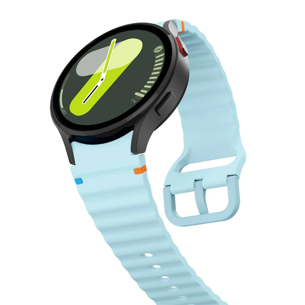 KALEBOL For Samsung Galaxy Watch7 44mm 40mm / Watch FE 40mm Silicone Watch Band Wave Shape Wrist Strap - Baby Blue - 4