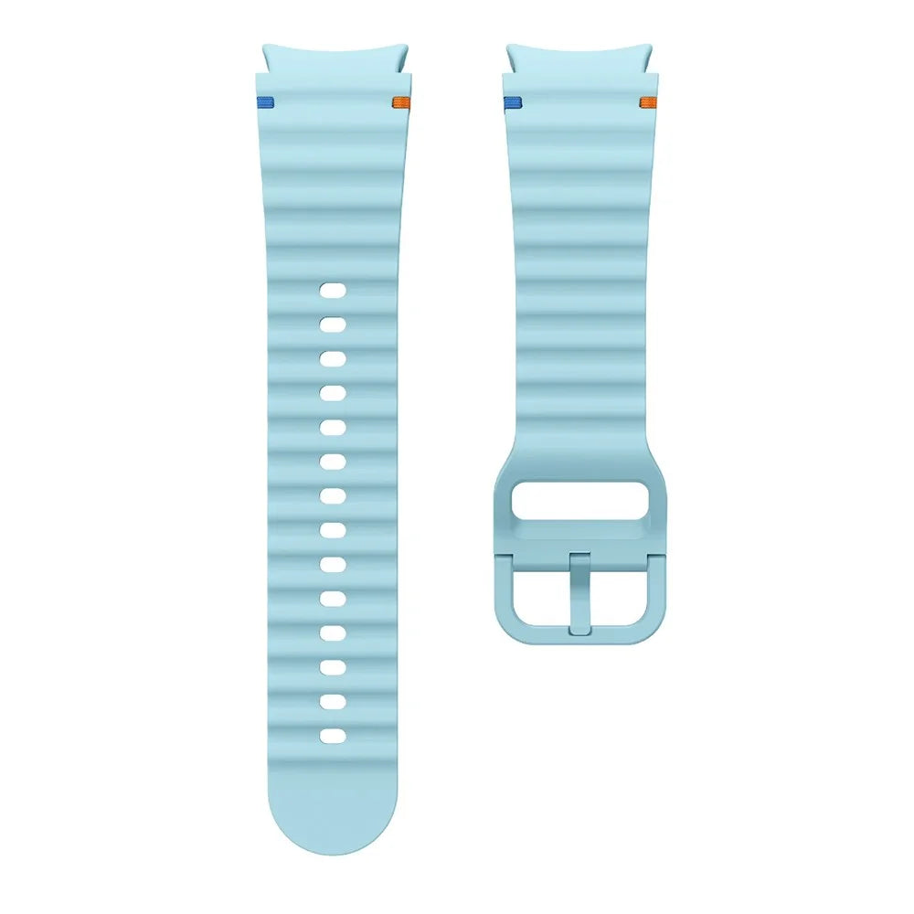 KALEBOL For Samsung Galaxy Watch7 44mm 40mm / Watch FE 40mm Silicone Watch Band Wave Shape Wrist Strap - Baby Blue - 5