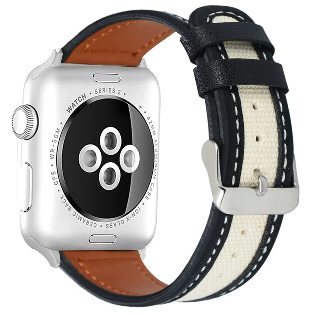 KALEBOL For Apple Watch Ultra 3 2 1 49mm / Series 11 10 46mm / 9 8 7 45mm / SE3 SE2 SE 6 5 4 44mm / 3 2 1 42mm Dual Color Watch Band - Black+White - 1